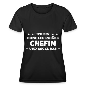 Chefin Mama Lustiger Spruch Familie Beruf Geschenk - Frauen Funktions-T-Shirt - Schwarz - Vorne - AI Model Female 172 light (172cm)