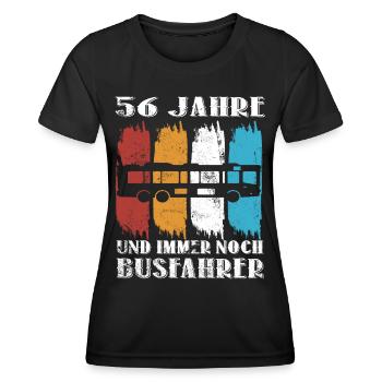 Busfahrer 56 Jahre Busfahren Beruf 56 Geburtstag - Frauen Funktions-T-Shirt - Schwarz - Vorne - AI Model Female 172 light (172cm)