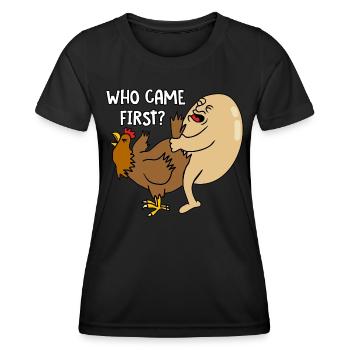 Who came first - Frauen Funktions-T-Shirt - Schwarz - Vorne - AI Model Female 172 light (172cm)