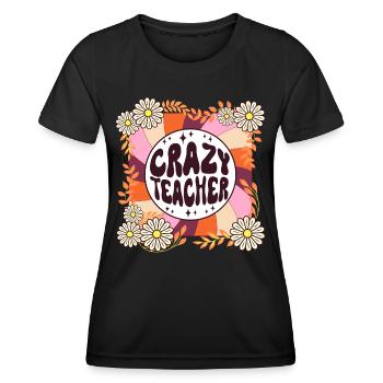 Retro Theme Humor Gift for Female Teacher - Women's Functional T-Shirt - black - Front - AI Model Female 172 light (172cm)