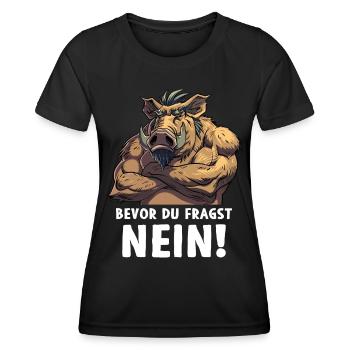 Sanglier avant de demander Forêt sauvage - T-shirt sport Femme - noir - Devant - AI Model Female 172 light (172cm)