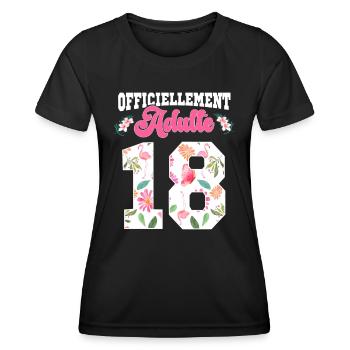 Anniversaire 18 Ans Fille Officiellement Adulte - T-shirt sport Femme - noir - Devant - AI Model Female 172 light (172cm)