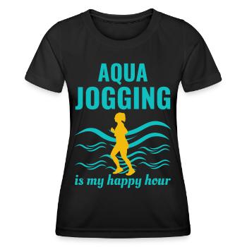 Deep Water Aqua jogging Pool Running Fitness - T-shirt sport Femme - noir - Devant - AI Model Female 172 light (172cm)