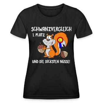 Eichhörnchen Schwanzvergleich - Frauen Funktions-T-Shirt - Schwarz - Vorne - AI Model Female 172 light (172cm)