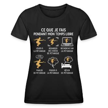 Jouer la pétanque cadeau bouliste - T-shirt sport Femme - noir - Devant - AI Model Female 172 light (172cm)