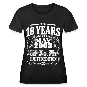 18 years old - Born in May 2005 - Women's Functional T-Shirt - black - Front - AI Model Female 172 light (172cm)
