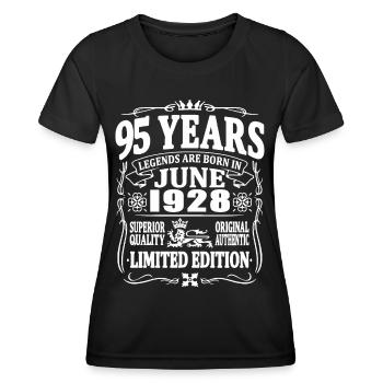 Legends are born in june 1928 - 95 years old - Women's Functional T-Shirt - black - Front - AI Model Female 172 light (172cm)