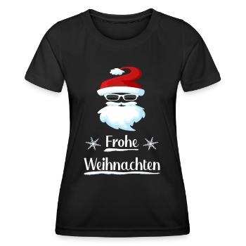 Weihnachtsmann Nikolaus mit Sonnenbrille - Frauen Funktions-T-Shirt - Schwarz - Vorne - AI Model Female 172 light (172cm)