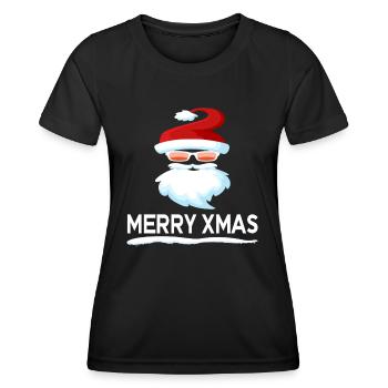 weihnachtsmann merry xmas grinsen - Frauen Funktions-T-Shirt - Schwarz - Vorne - AI Model Female 172 light (172cm)