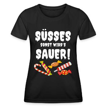 Süßes sonst wird’s sauer - Frauen Funktions-T-Shirt - Schwarz - Vorne - AI Model Female 172 light (172cm)