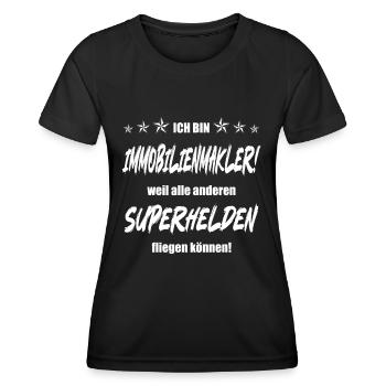 Ich bin Immobilienmakler weil ... - Frauen Funktions-T-Shirt - Schwarz - Vorne - AI Model Female 172 light (172cm)