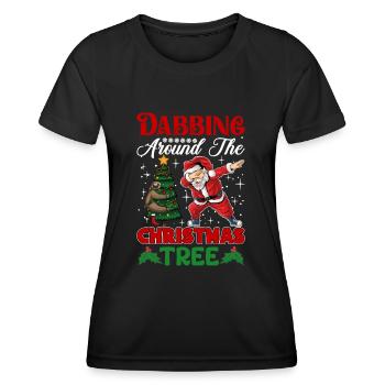 Dabbing around the christmas tree - Women's Functional T-Shirt - black - Front - AI Model Female 172 light (172cm)
