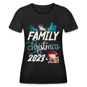 Family Christmas 2023 - Frauen Funktions-T-Shirt - Schwarz - Vorne - AI Model Female 172 light (172cm)