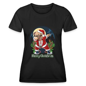 Joyeux Noël Dabbing Dog - T-shirt sport Femme - noir - Devant - AI Model Female 172 light (172cm)