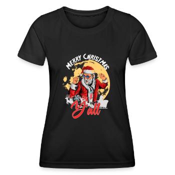 Merry Christmas Y'all - Frauen Funktions-T-Shirt - Schwarz - Vorne - AI Model Female 172 light (172cm)