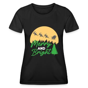 Merry And Bright Christmas - Frauen Funktions-T-Shirt - Schwarz - Vorne - AI Model Female 172 light (172cm)