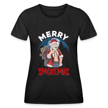 merry Smokemas - Frauen Funktions-T-Shirt - Schwarz - Vorne - AI Model Female 172 light (172cm)