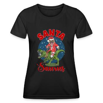 Santa Saurus - Frauen Funktions-T-Shirt - Schwarz - Vorne - AI Model Female 172 light (172cm)