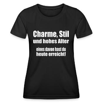 Charme, Stil und hohes Alter... - Frauen Funktions-T-Shirt - Schwarz - Vorne - AI Model Female 172 light (172cm)