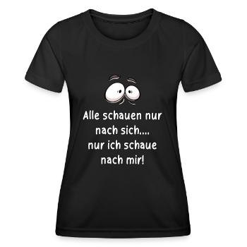 Alle schauen nur nach sich... - Frauen Funktions-T-Shirt - Schwarz - Vorne - AI Model Female 172 light (172cm)