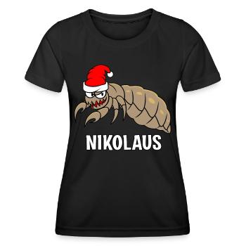 Nikolaus - Frauen Funktions-T-Shirt - Schwarz - Vorne - AI Model Female 172 light (172cm)