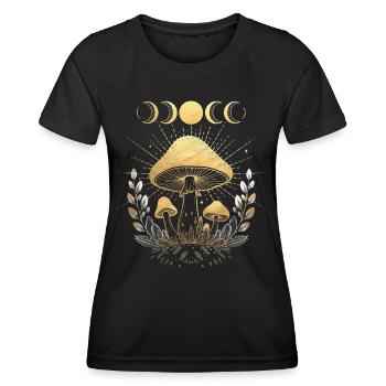 Champignon Champignons Fleur Floral Pleine Lune Demi-Lune - T-shirt sport Femme - noir - Devant - AI Model Female 172 light (172cm)