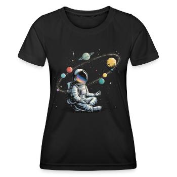 Astronaute Méditation Planète Espace Orbite - T-shirt sport Femme - noir - Devant - AI Model Female 172 light (172cm)