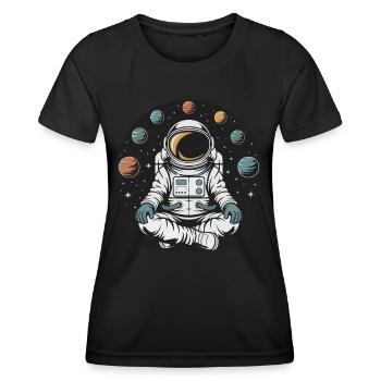 Astronaute Yoga Méditation Planète Espace Orbite - T-shirt sport Femme - noir - Devant - AI Model Female 172 light (172cm)