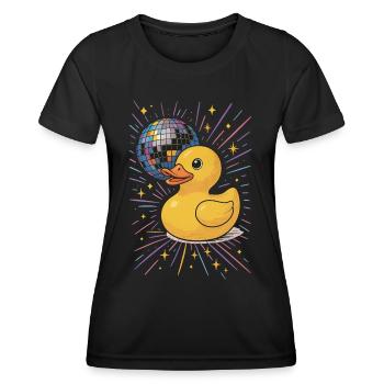 canard en caoutchouc boule disco fête illustration - T-shirt sport Femme - noir - Devant - AI Model Female 172 light (172cm)