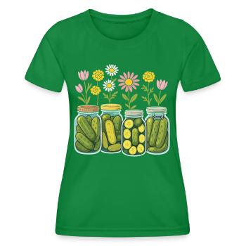 Eingelegte Gurken Gläser Blumen Blumen Wohnkultur - Frauen Funktions-T-Shirt - Kelly Green - Vorne - AI Model Female 172 dark (172cm)
