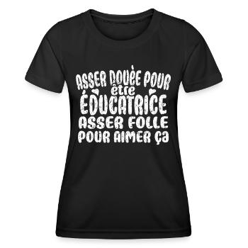 educatrice,educatrices,educatrices,enseignante - T-shirt sport Femme - noir - Devant - AI Model Female 172 light (172cm)