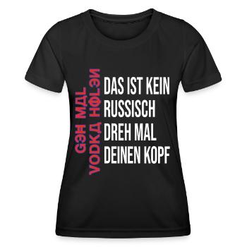 Lustiger Sauf Spruch Russisch Vodka Holen - Frauen Funktions-T-Shirt - Schwarz - Vorne - AI Model Female 172 light (172cm)