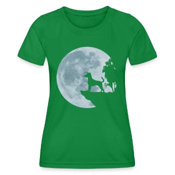 Jack Russell Terrier Hund Vollmond Jacki Geschenk - Frauen Funktions-T-Shirt - Kelly Green - Vorne - AI Model Female 172 dark (172cm)