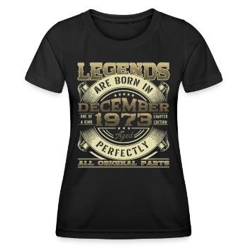 December Born 1973 49th birthday Legend Man - Women's Functional T-Shirt - black - Front - AI Model Female 172 light (172cm)
