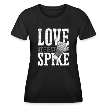 Love with the first spike spiking badminton player - Women's Functional T-Shirt - black - Front - AI Model Female 172 light (172cm)