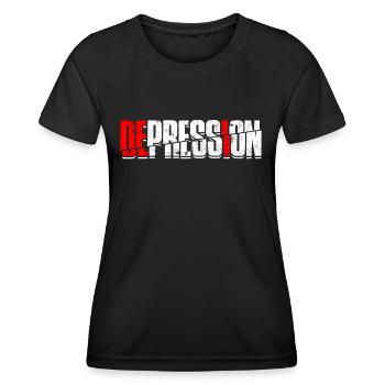 depression depressiv traurig geschenkidee unglückl - Frauen Funktions-T-Shirt - Schwarz - Vorne - AI Model Female 172 light (172cm)