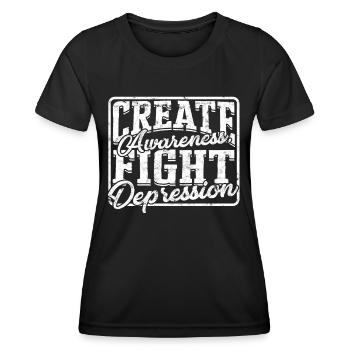 depression depressiv traurig geschenkidee unglückl - Frauen Funktions-T-Shirt - Schwarz - Vorne - AI Model Female 172 light (172cm)