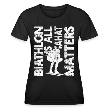 Biathlon Sport Winter Sports Ski Gift Quote Lan - Women's Functional T-Shirt - black - Front - AI Model Female 172 light (172cm)