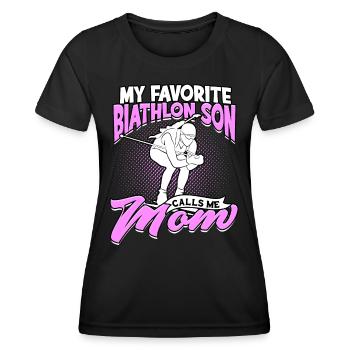 biathlon sport winter sports ski gift saying lan - Women's Functional T-Shirt - black - Front - AI Model Female 172 light (172cm)