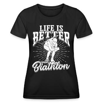 biathlon sport winter sports ski gift saying lan - Women's Functional T-Shirt - black - Front - AI Model Female 172 light (172cm)