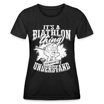 Biathlon Sport Winter Sports Ski Gift Quote Lan - Women's Functional T-Shirt - black - Front - AI Model Female 172 light (172cm)