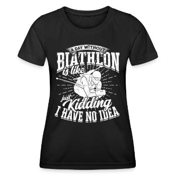 Biathlon Sport Winter Sports Ski Gift Quote Lan - Women's Functional T-Shirt - black - Front - AI Model Female 172 light (172cm)