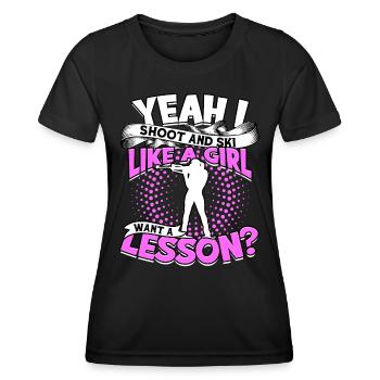 Biathlon Sport Winter Sports Ski Gift Quote Lan - Women's Functional T-Shirt - black - Front - AI Model Female 172 light (172cm)