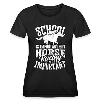 courses de chevaux balade à cheval chevaux cavalier cadeau g - T-shirt sport Femme - noir - Devant - AI Model Female 172 light (172cm)