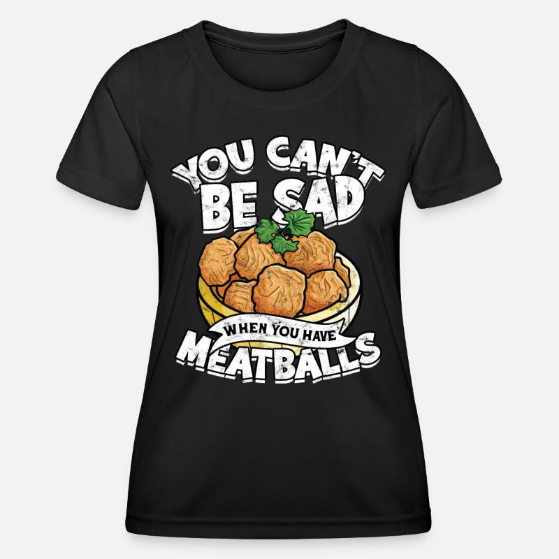 fleischklößchen essen spaghetti geschenk geschenki - Frauen Funktions-T-Shirt - Schwarz
