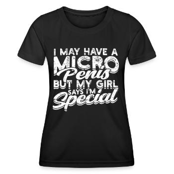 Micropénis Petit Pénis Sexe Cock Club Micro - T-shirt sport Femme - noir - Devant - AI Model Female 172 light (172cm)