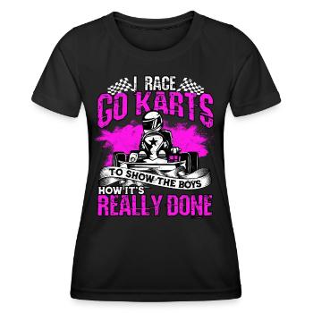 Kart conduite de kart pilotes de course Pilotes de course - T-shirt sport Femme - noir - Devant - AI Model Female 172 light (172cm)
