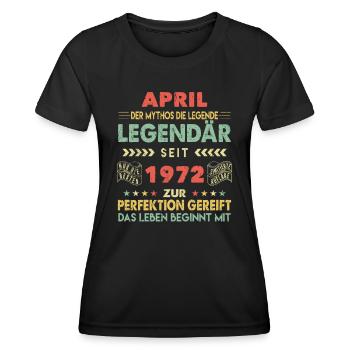 51. Geburtstag April Jahrgang 1972 Vintage - Frauen Funktions-T-Shirt - Schwarz - Vorne - AI Model Female 172 light (172cm)