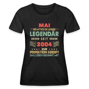 19. Geburtstag Mai Jahrgang 2004 Vintage - Frauen Funktions-T-Shirt - Schwarz - Vorne - AI Model Female 172 light (172cm)