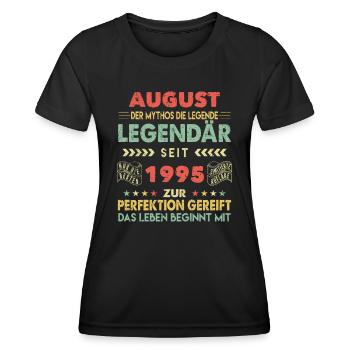 28. Geburtstag August Jahrgang 1995 Vintage - Frauen Funktions-T-Shirt - Schwarz - Vorne - AI Model Female 172 light (172cm)